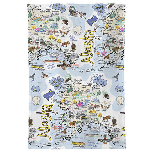 Alaska Map Repeat Kitchen Towel