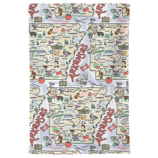 Arkansas Map Repeat Kitchen Towel