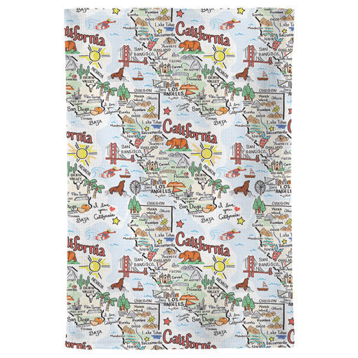 California Map Repeat Kitchen Towel