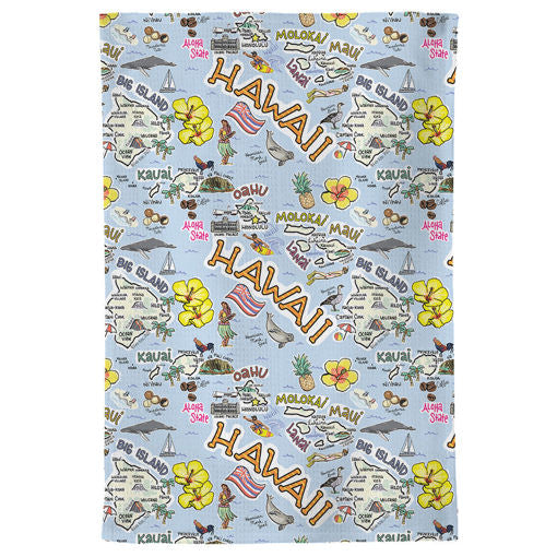 Hawaii Map Repeat Kitchen Towel