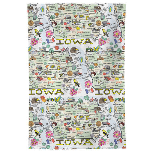 Iowa Map Repeat Kitchen Towel