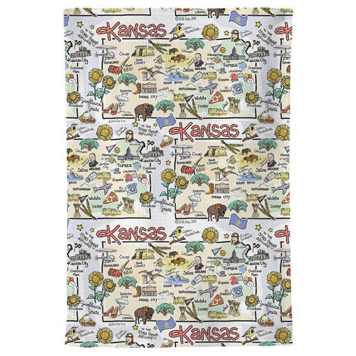 Kansas Map Repeat Kitchen Towel