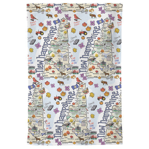 New Hampshire Map Repeat Kitchen Towel