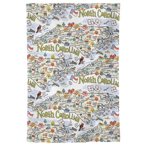 North Carolina Map Repeat Kitchen Towel