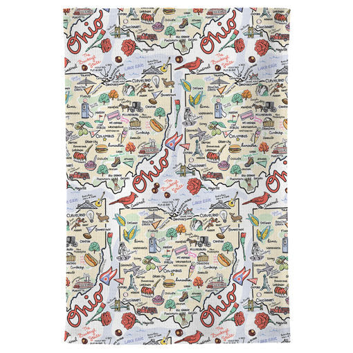 Ohio Map Repeat Kitchen Towel