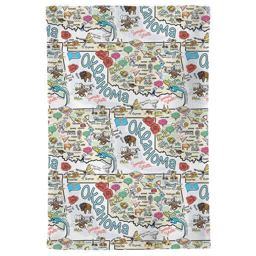 Oklahoma Map Repeat Kitchen Towel