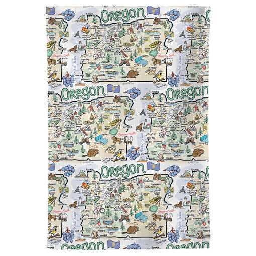 Oregon Map Repeat Kitchen Towel