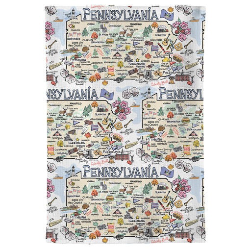 Pennsylvania Map Repeat Kitchen Towel