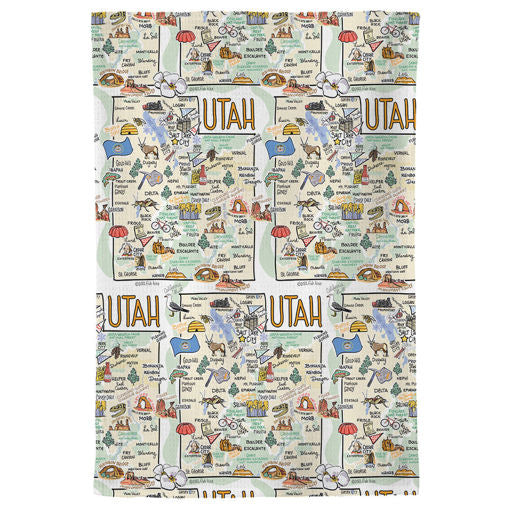 Utah Map Repeat Kitchen Towel