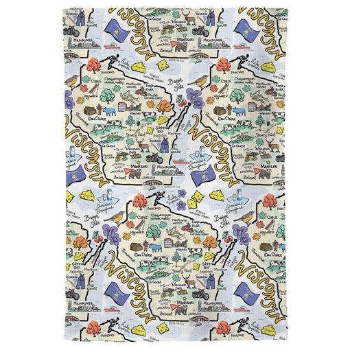 Wisconsin Map Repeat Kitchen Towel