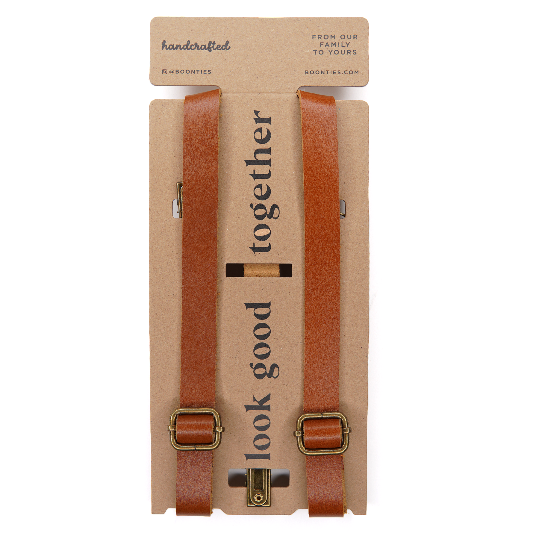 Tan Leather Suspenders - Choose your size