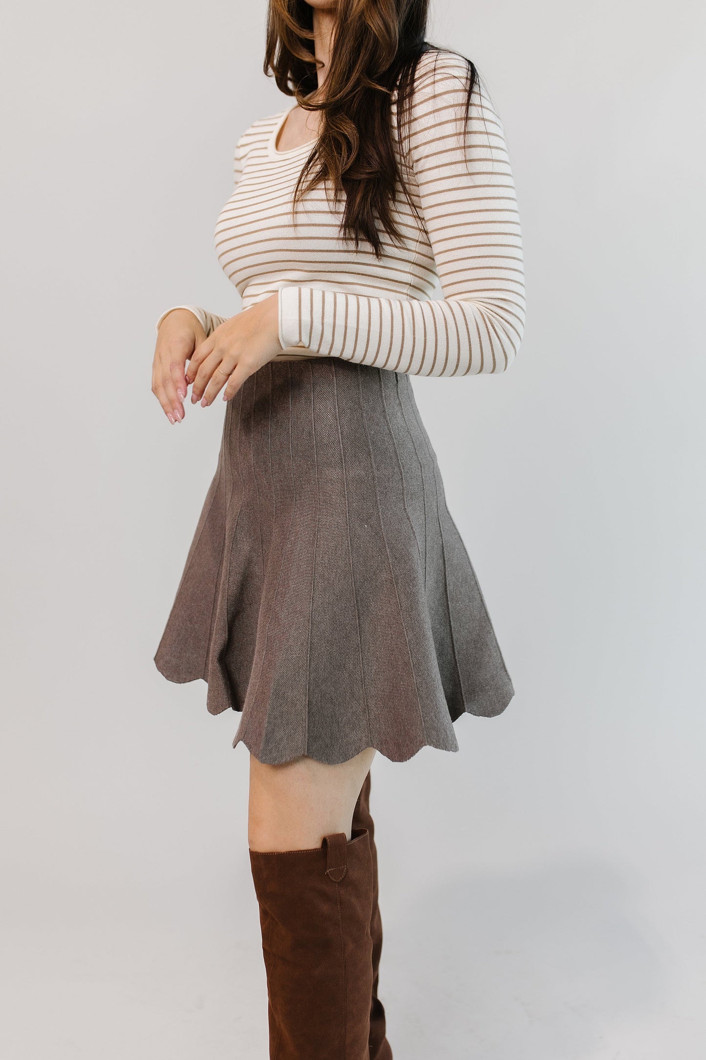 The East Side Pleated Scalloped Skirt