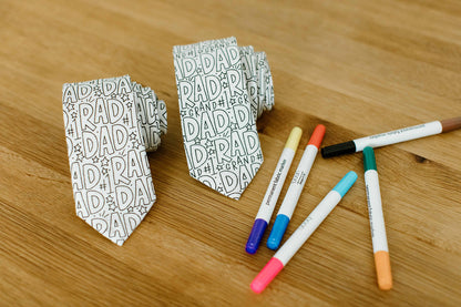 Rad & Happy Father's Day Tie - Rad Dad or Rad Grand Dad - Blank Men's Tie + Marker Set