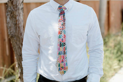 Rad & Happy Father's Day Tie - Rad Dad or Rad Grand Dad - Blank Men's Tie + Marker Set