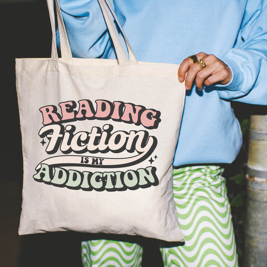 BOOK TOTE - Reading Fiction Is My Addiction