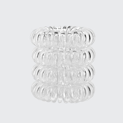 Spiral Hair Ties 4 Pc - Clear