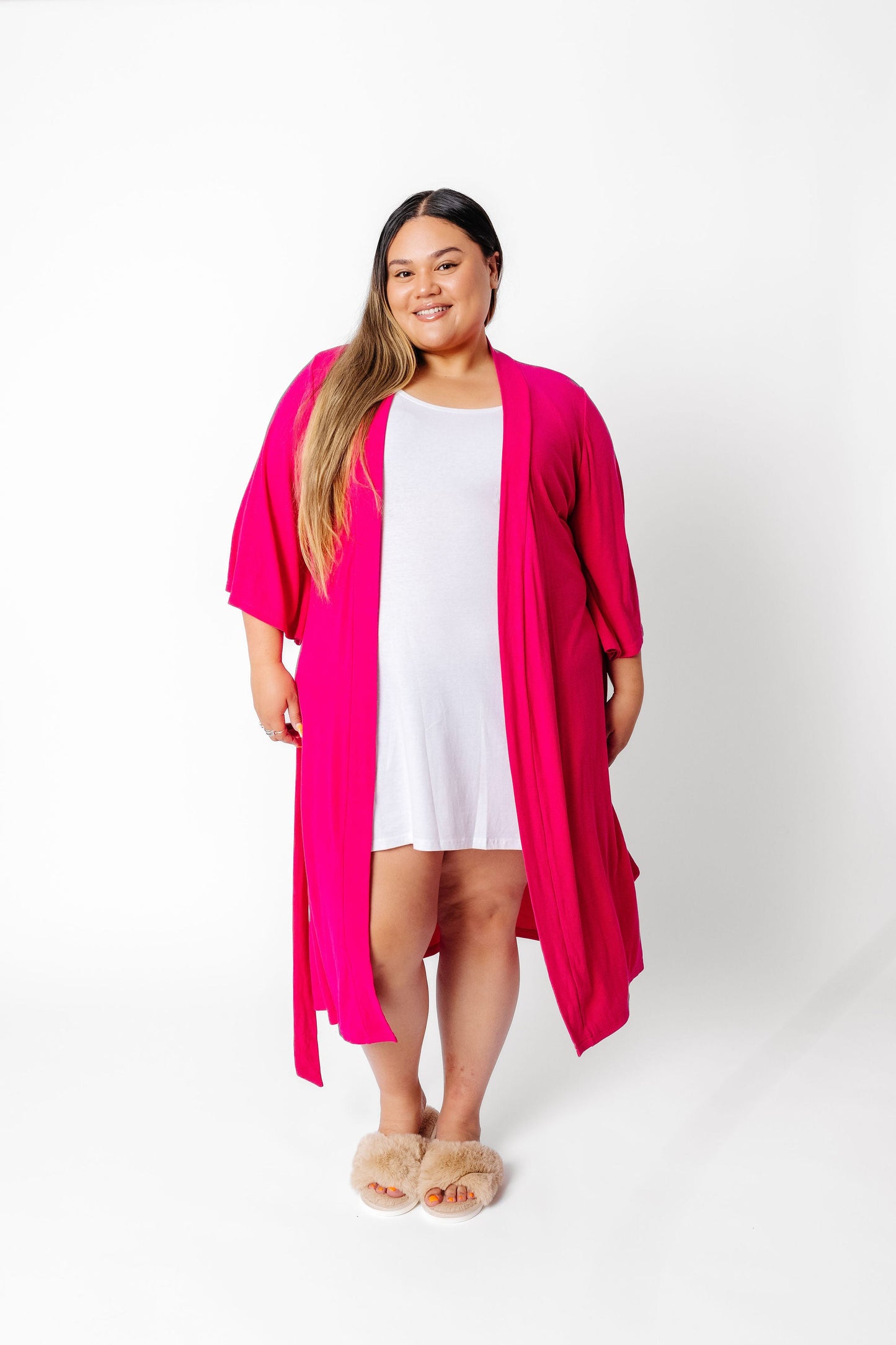 club rose ribbed robe