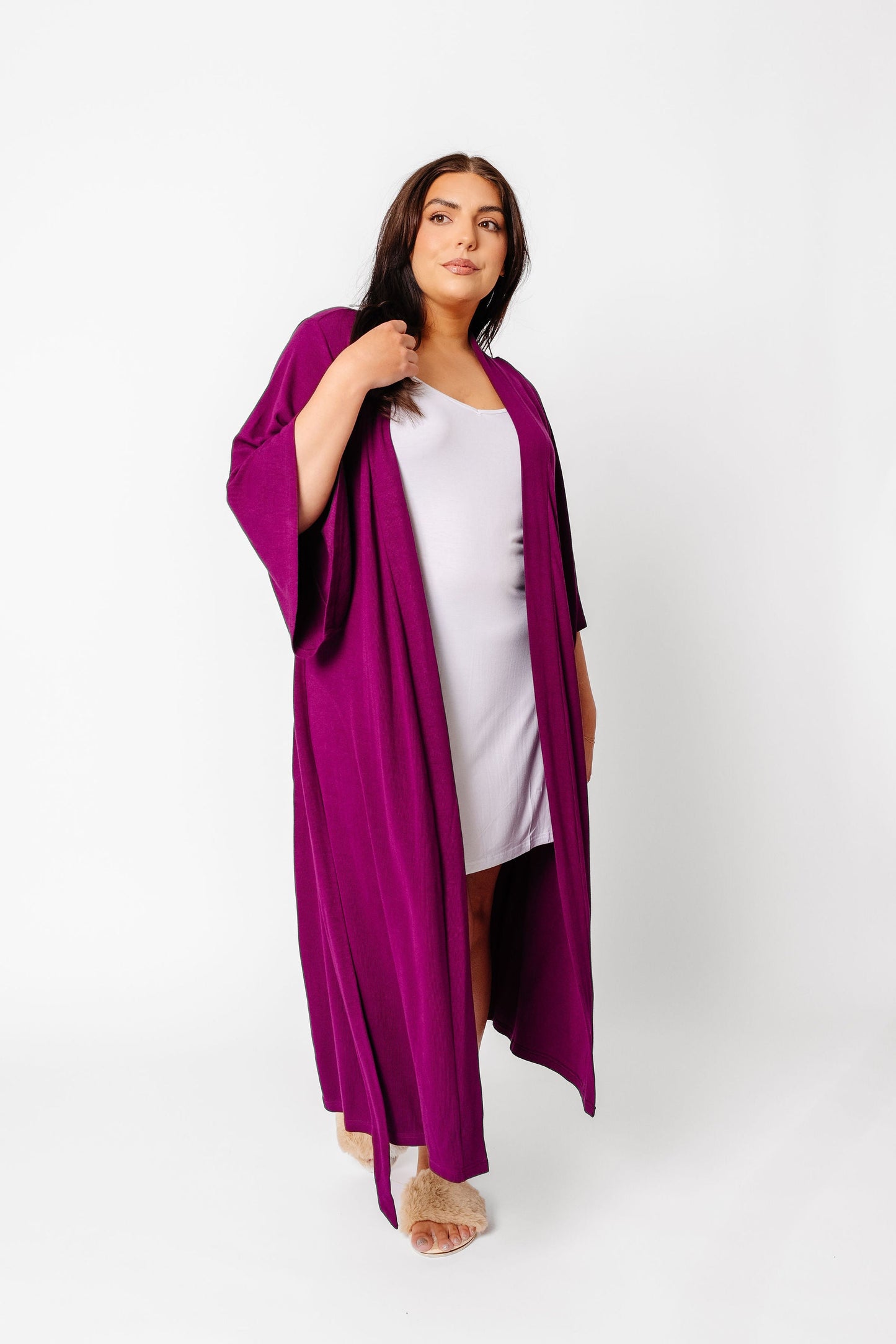 club rose ribbed robe