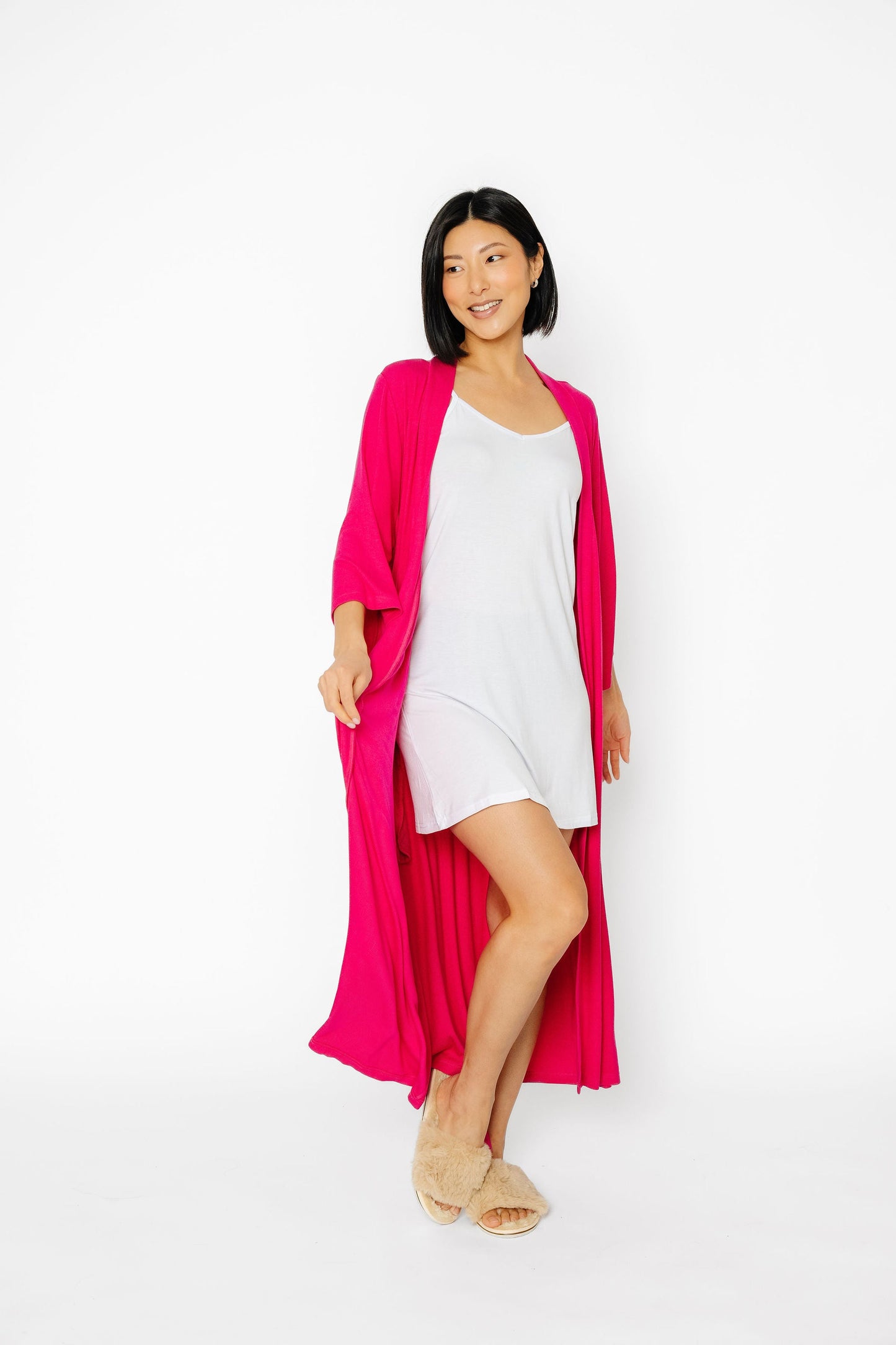 club rose ribbed robe