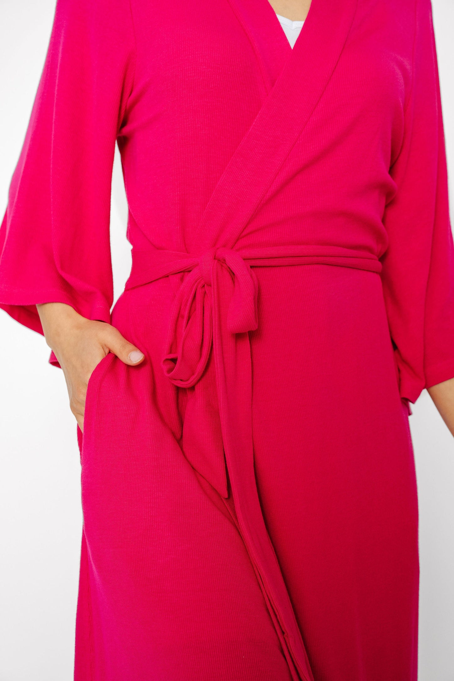 club rose ribbed robe