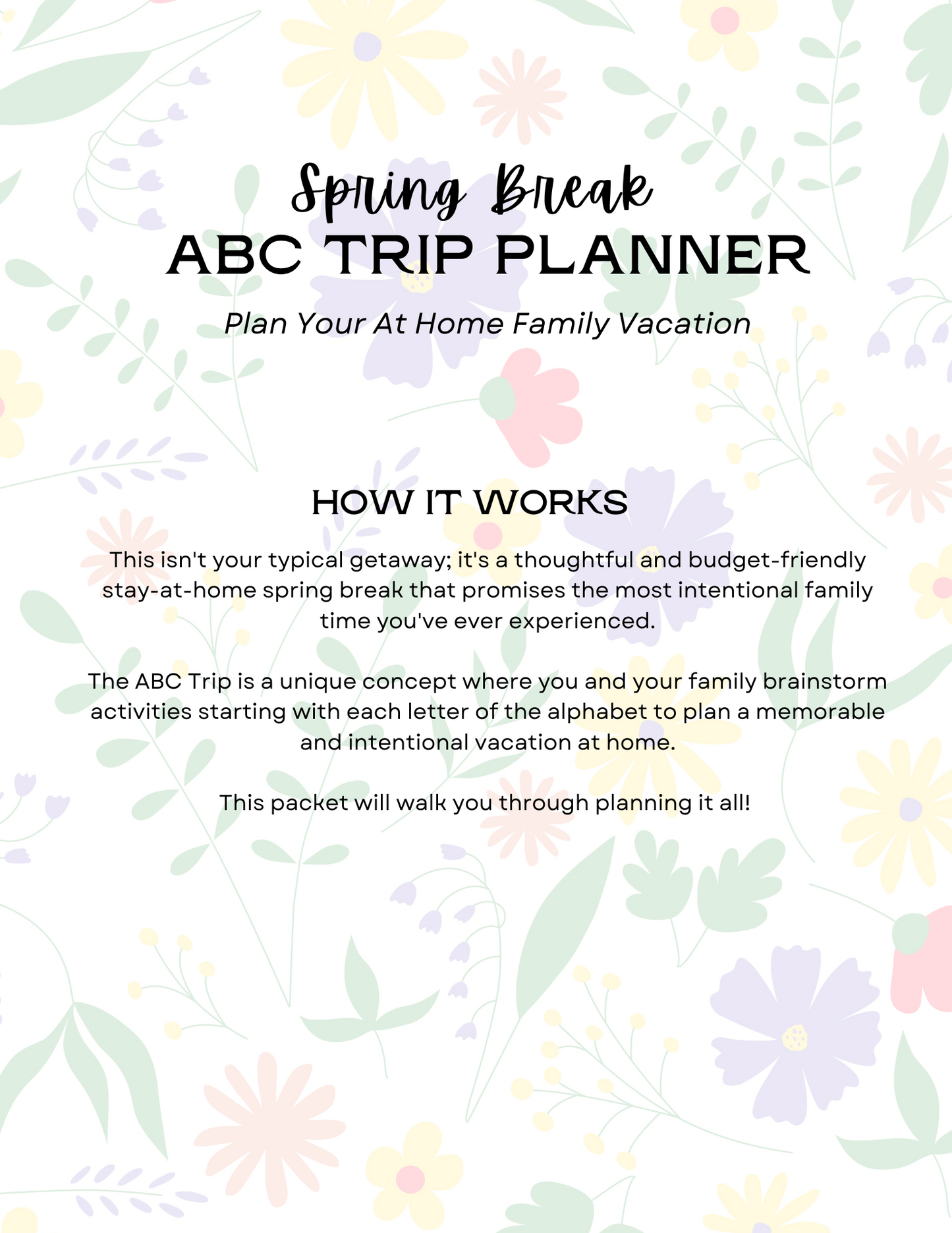 ABC Trip - At Home Family Vacation Plan