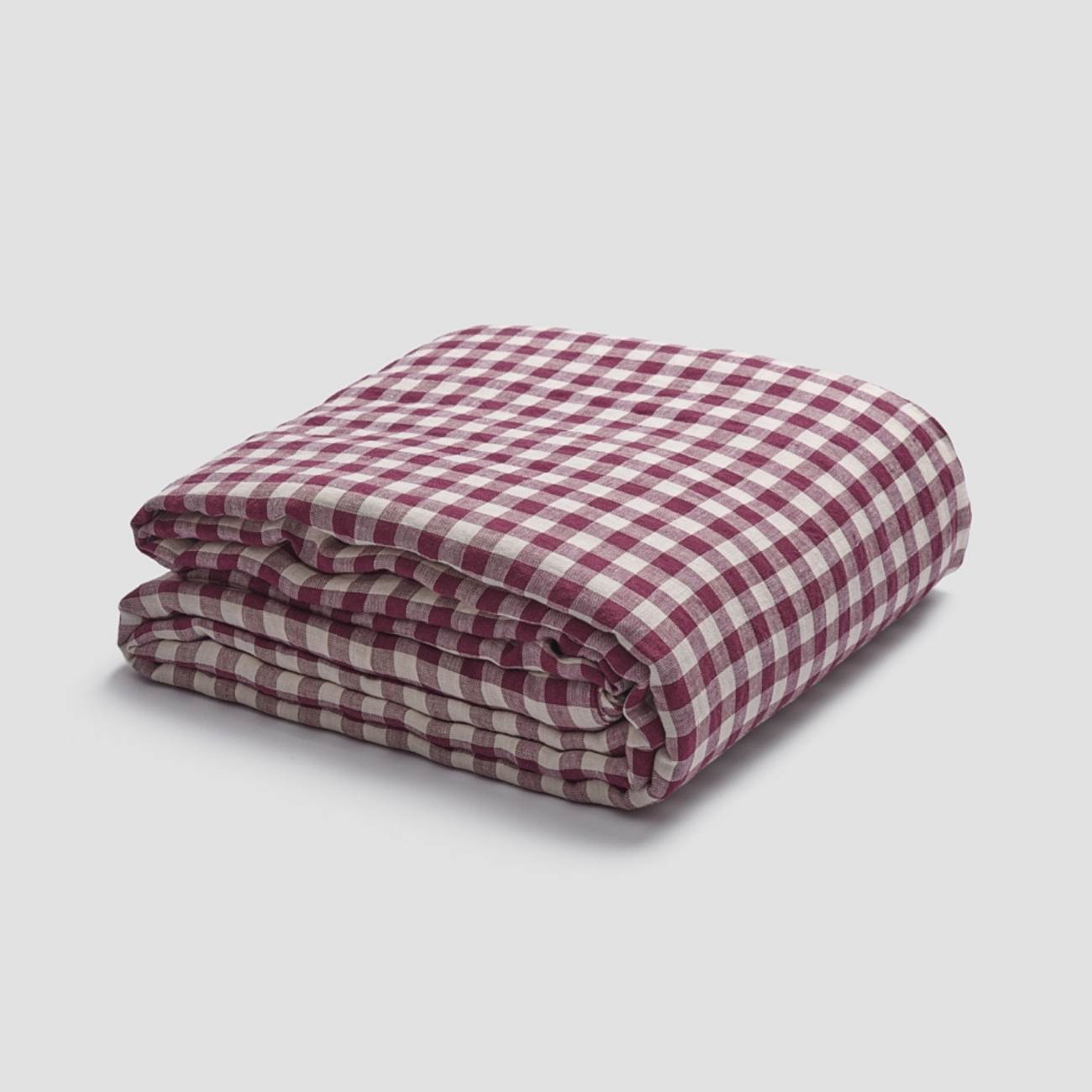 Berry Gingham Linen Duvet Cover