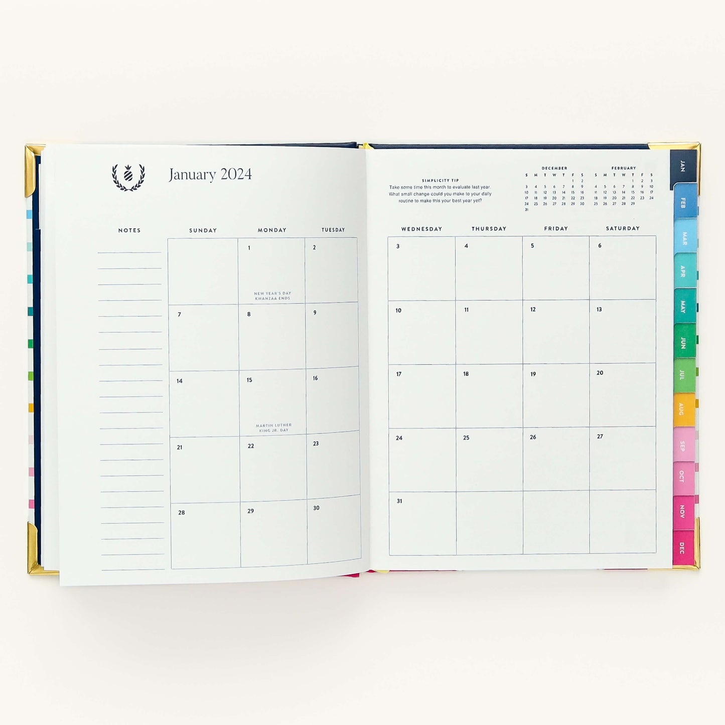 2024 Weekly, Simplified Planner, Happy Stripe