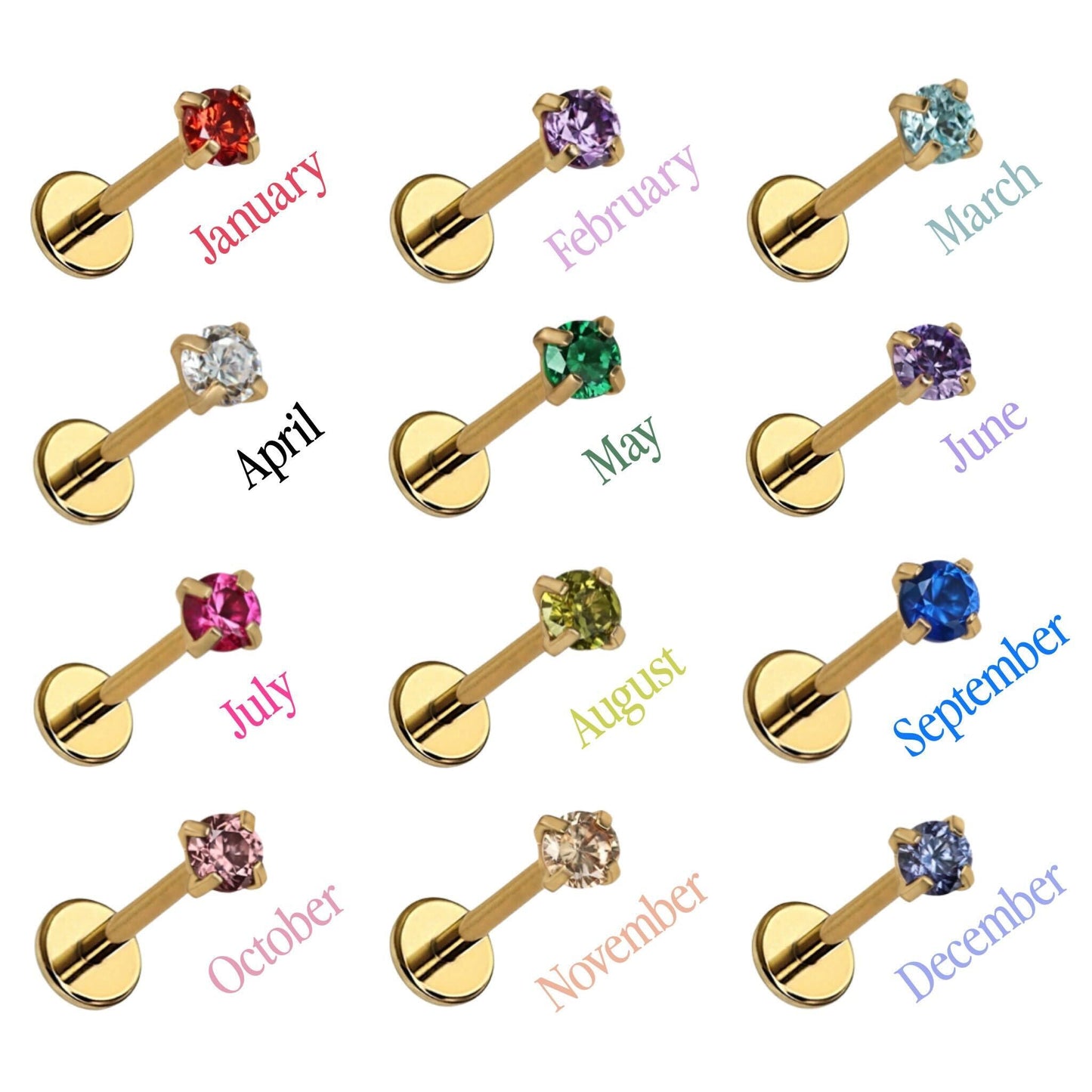 Birthstone Flat Back Stud