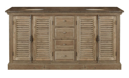 Jane's Apartment - Double Sink Vanity Louvered Dr Large Washed Cabinet