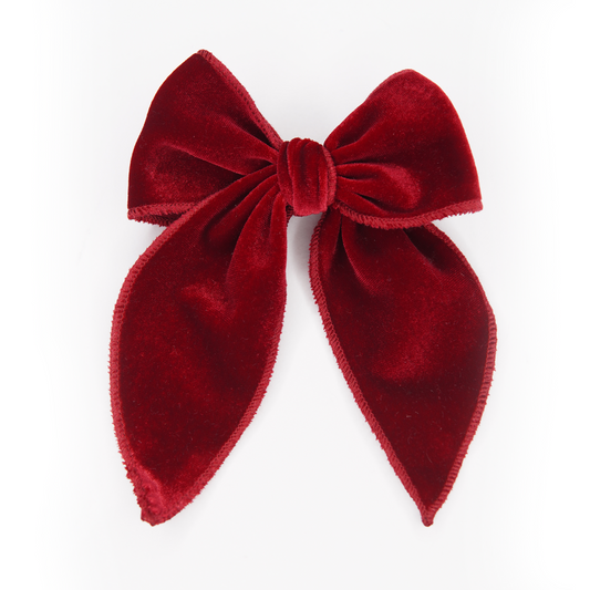 Maroon Velvet Hair Bow for Girls - Large