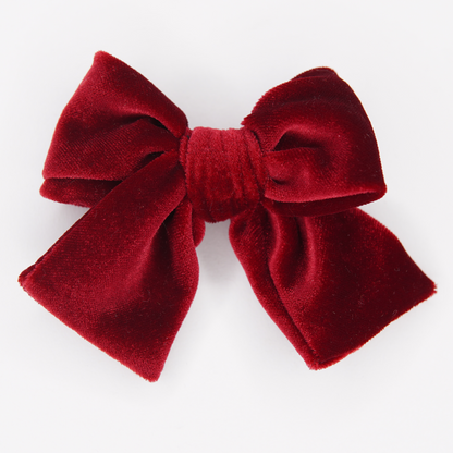 Maroon Velvet Hair Bow for Girls - Small