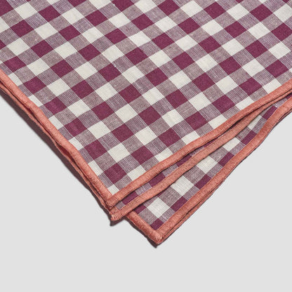 Berry Gingham Linen Table Runner