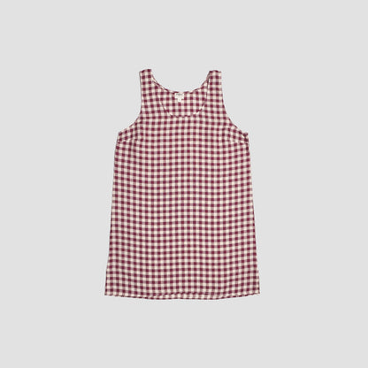 Berry Gingham Linen Night Dress