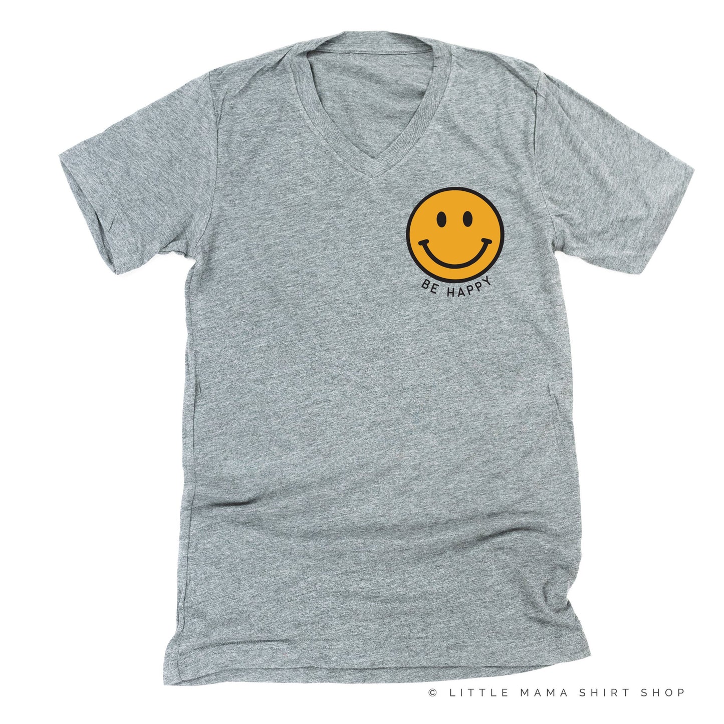 BE HAPPY -  Pocket Size Smiley Face (YELLOW) - Unisex Tee