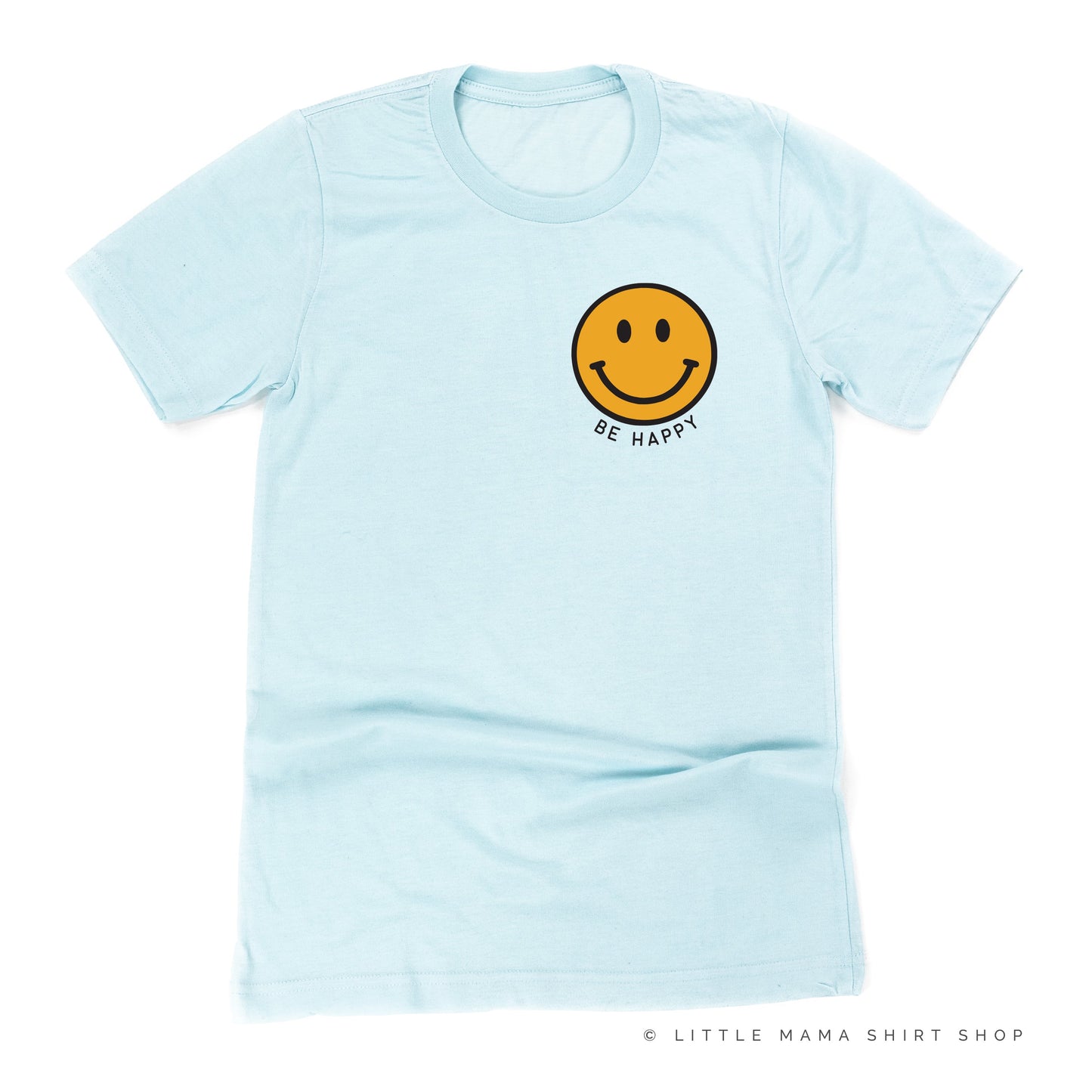 BE HAPPY -  Pocket Size Smiley Face (YELLOW) - Unisex Tee