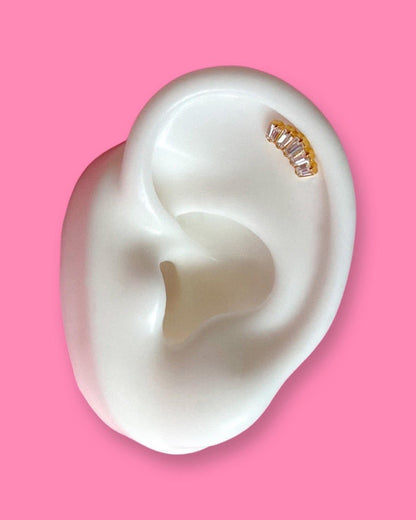 Blaze Curve Zirconia Flat Back Stud