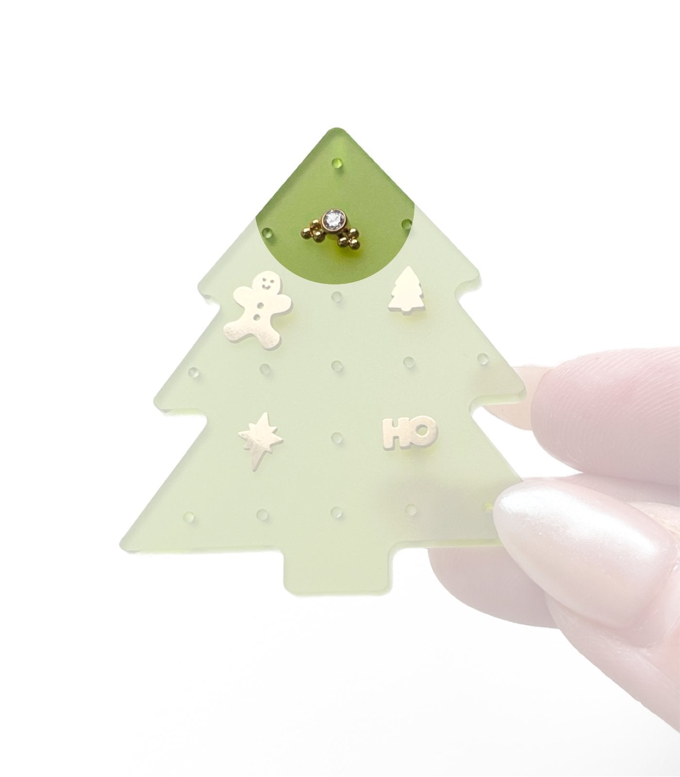 Festive Holly Flat Back Stud