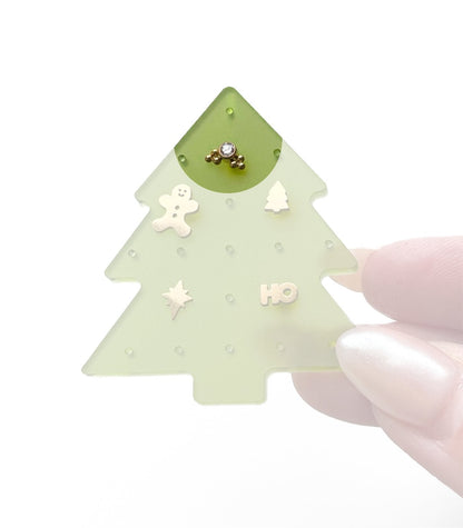 Festive Holly Flat Back Stud