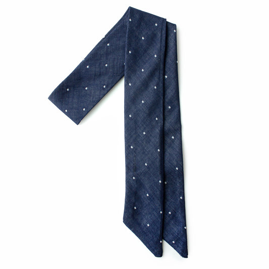 Navy Dot Hair Sash for Girls & Women - Neck scarf & Hair wrap