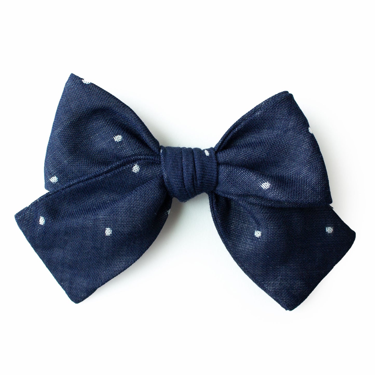 Navy Dot Petite Hair Bow for Girls