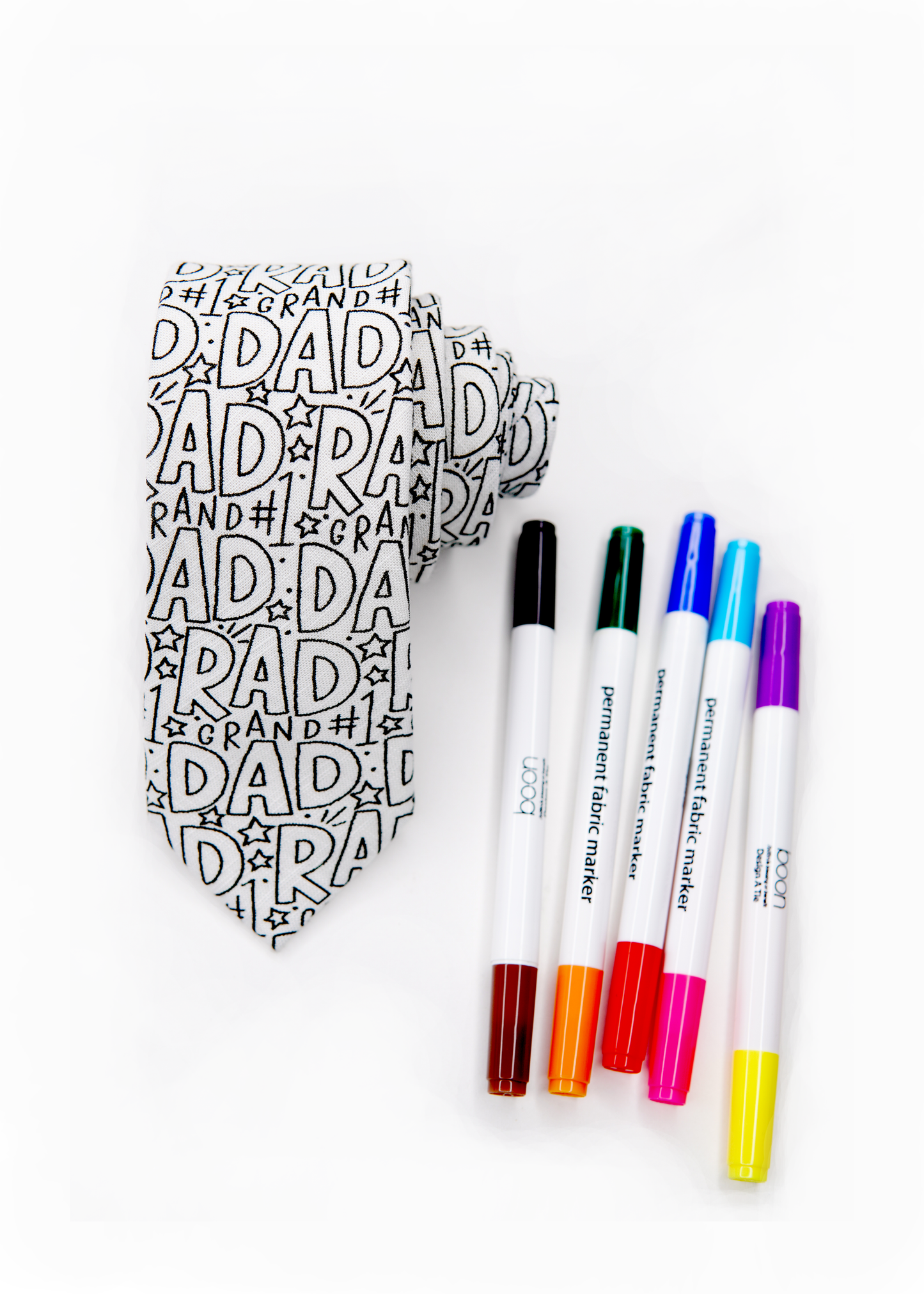 Rad & Happy Father's Day Tie - Rad Dad or Rad Grand Dad - Blank Men's Tie + Marker Set