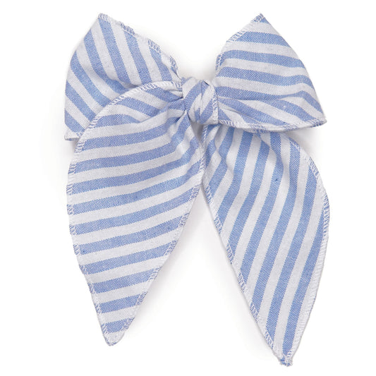 Robin Egg Stripe Darling Hair Bow for Girls