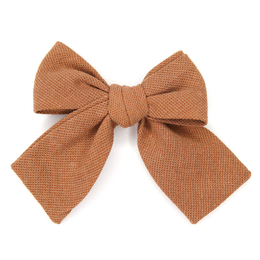 Tan Saddle Petite Hair Bow for Girls