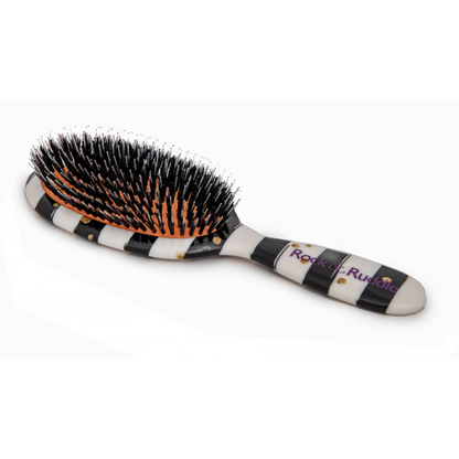 Black and White Stripes with Gold Dots Hairbrush