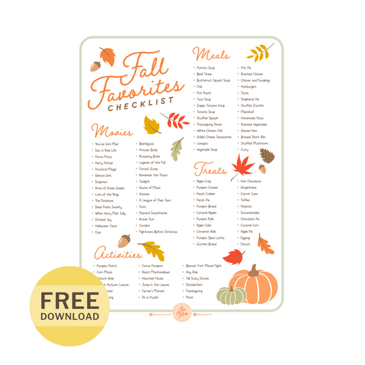 Fall Favorites Checklist