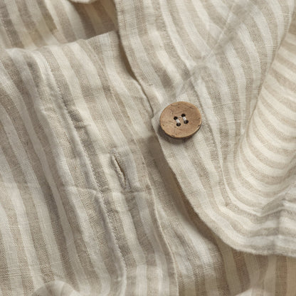 Oatmeal Stripe Linen Duvet Cover