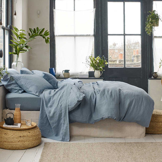 Dusk Blue Linen Duvet Cover