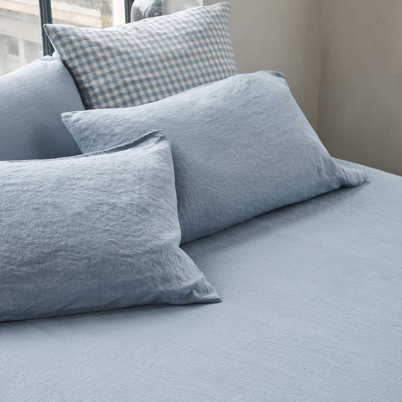 Dusk Blue Linen Fitted Sheet