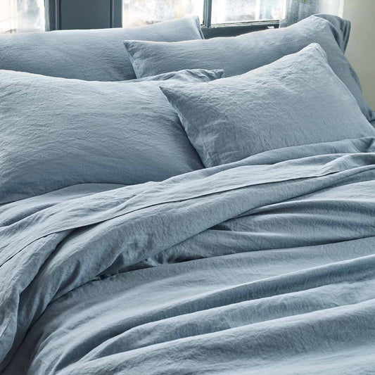 Dusk Blue Linen Pillowcases (Pair)