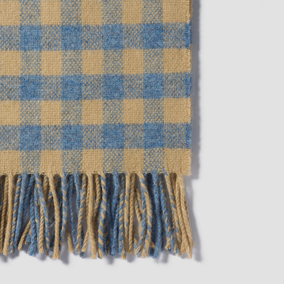 Warm Blue Gingham Wool Blanket